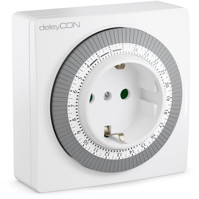 deleyCON Timer di Spegnimento Meccanico Interruttore Orario Orologio di Spegnimento Rotella Manuale 96 Accensioni al Giorno Interno 3500W Bianco