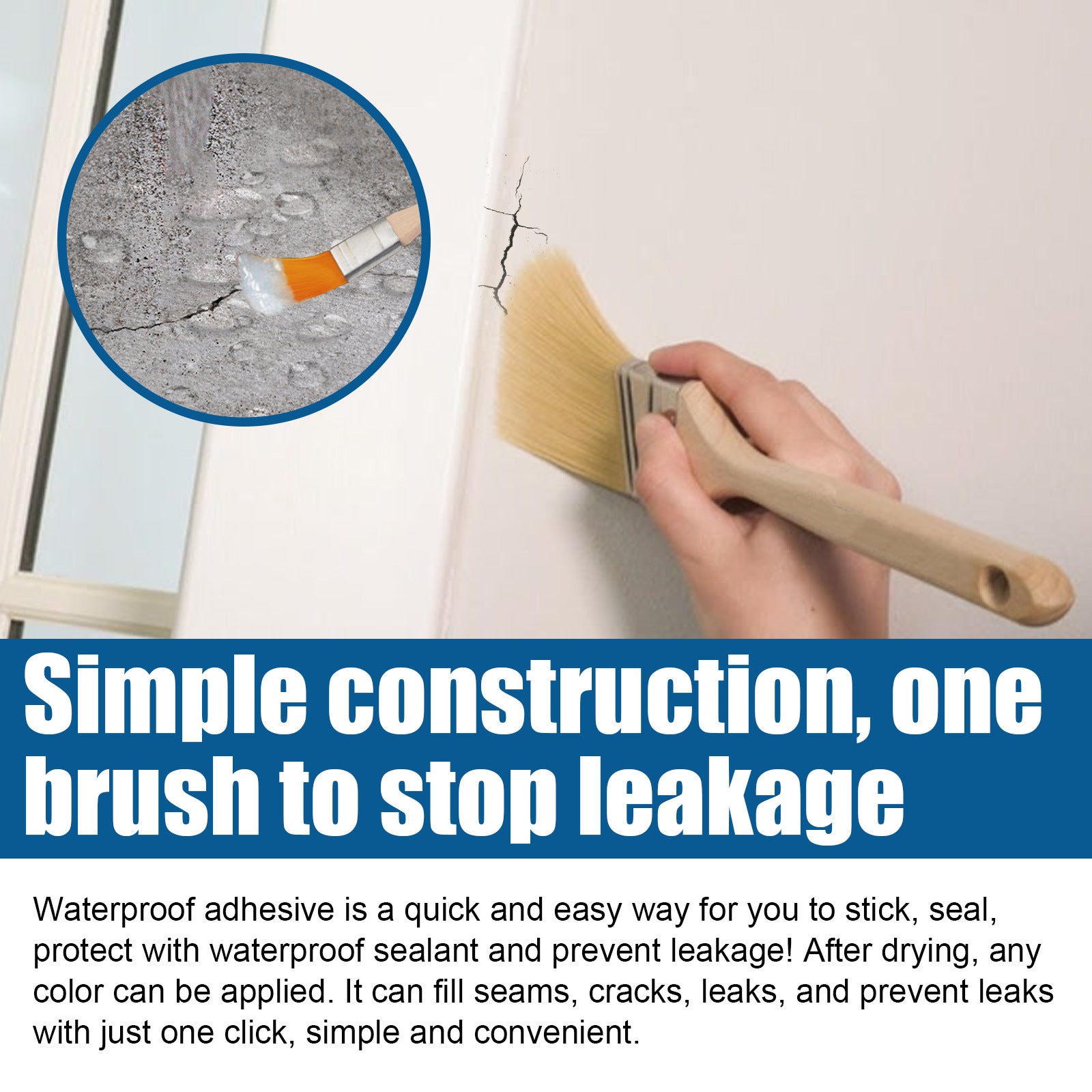 Adhesivo impermeabilizante transparente 200 sellador fugas para baños, revestimiento reparación fugas, paredes tejados, ladrillos, masilla penetrante - 4