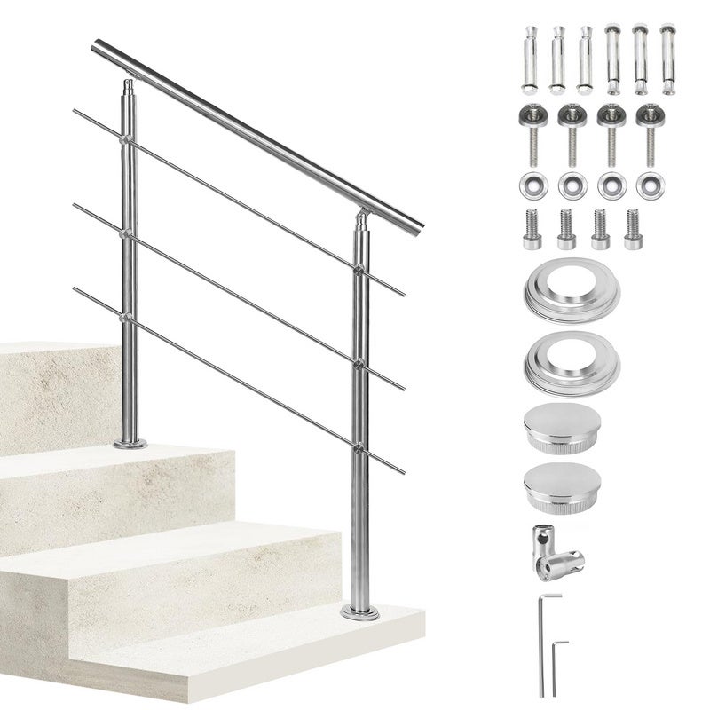 Rampe D'escalier - XMTECH - 80 Cm - Acier Inoxydable - Angle Réglable - Intérieur & Extérieur