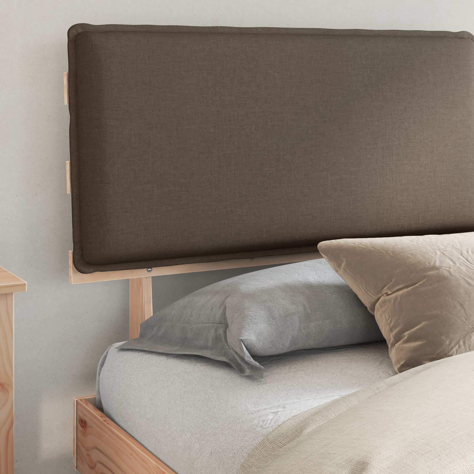 Cadre de lit avec tête de lit rembourrée, taupe, 180 x 200 cm - 3