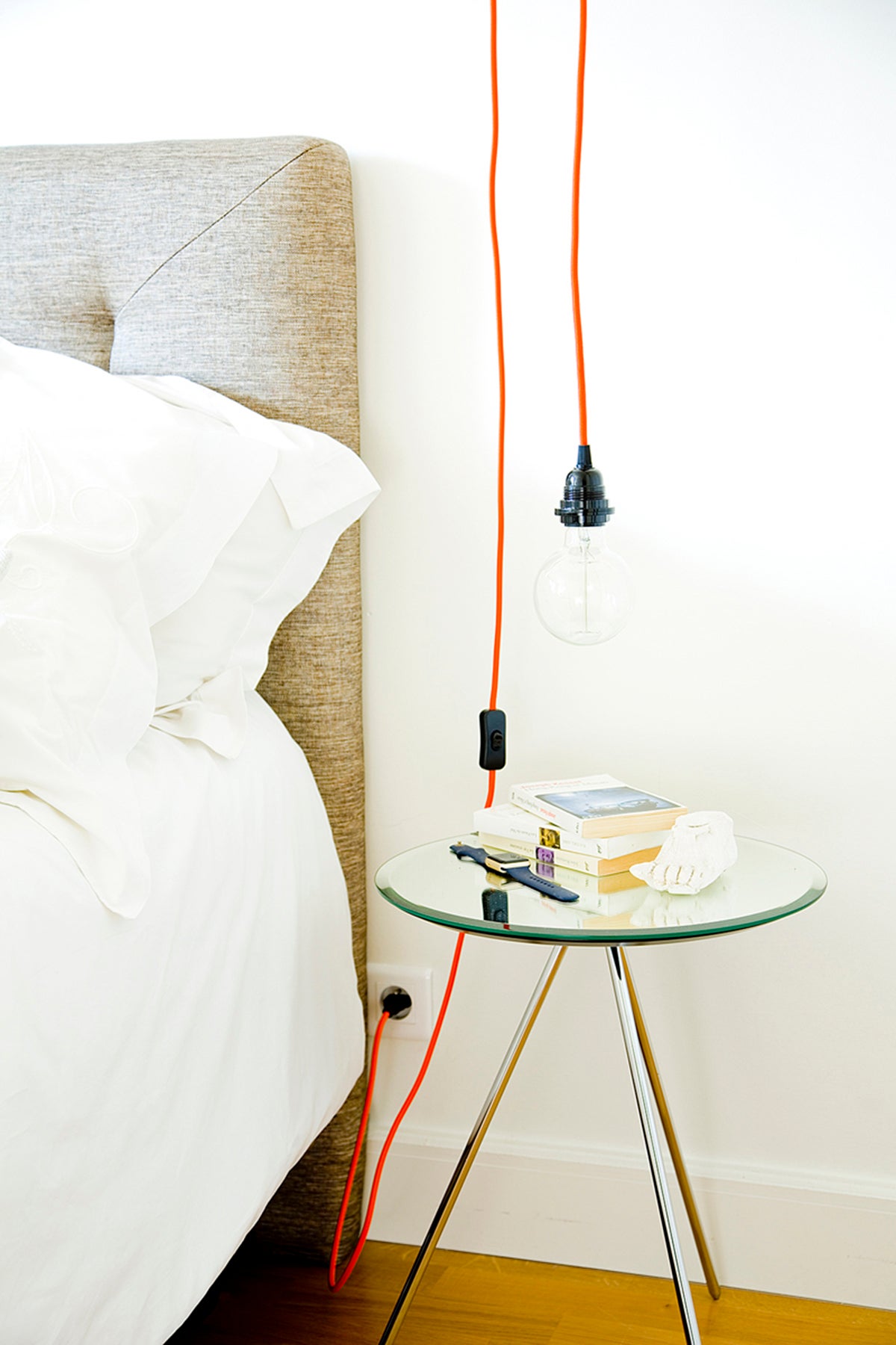 Câble luminaire orange avec prise 4,5 m - interrupteur et douille E27 - Hoopzi Bala - 2