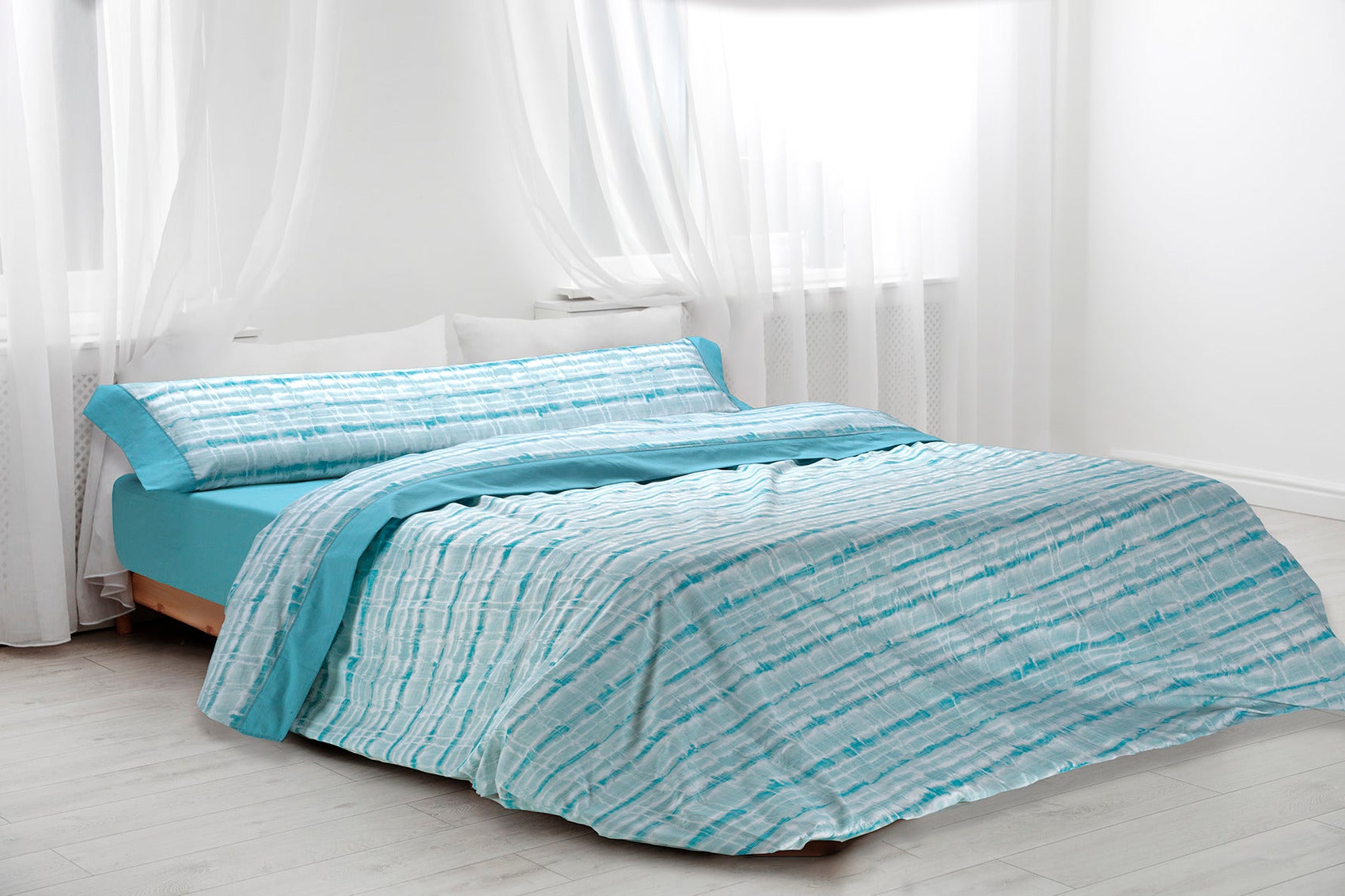 Juego de sabanas 4 piezas polialgodon adair para cama de 150 cm en color turquesa