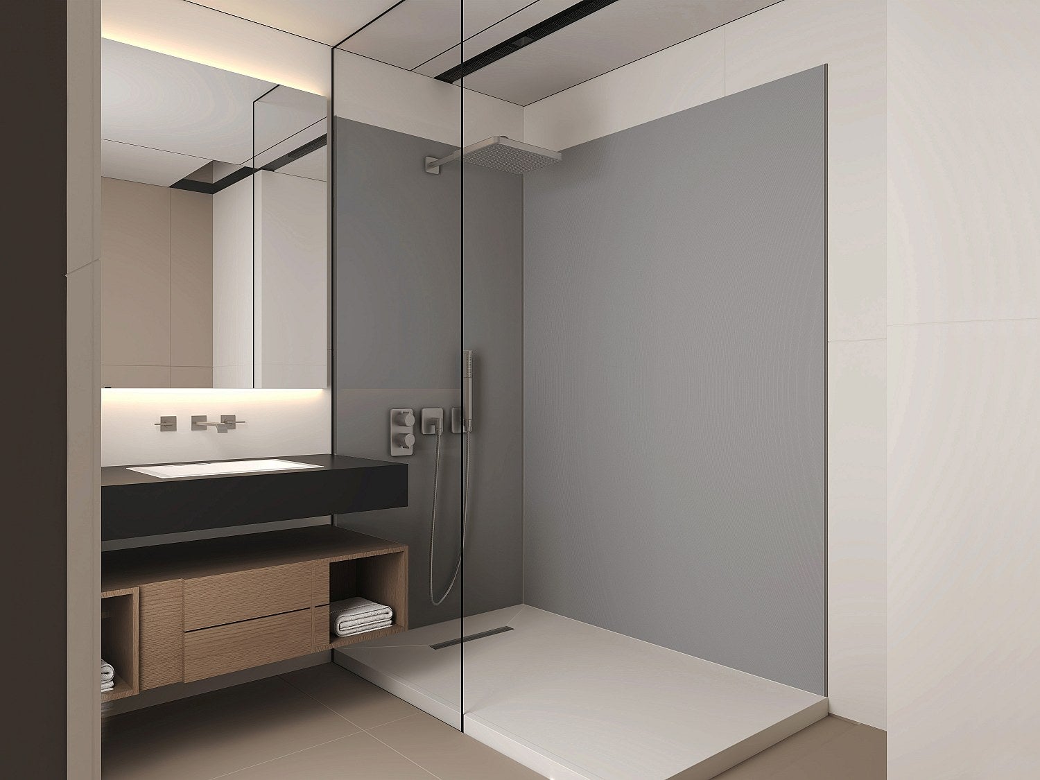 Zestaw 2 łazienkowych paneli ściennych z profilami – 90 × 120 × 210 cm (szer. × szer. × wys.) ITZIAR