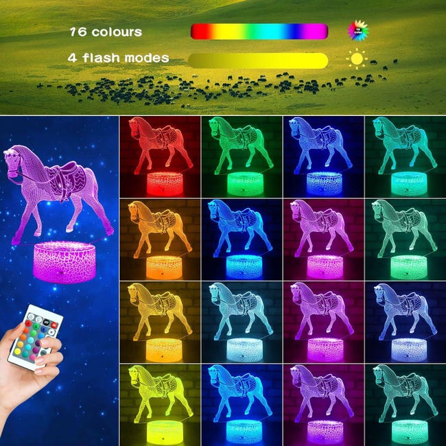 UneedMe Luce notturna 3D per bambini, 16 colori, con interruttore touch, telecomando, adatta come regalo di compleanno, vacanze, camera da letto UneedMe Luce notturna 3D per bambini, 16 colori, con interruttore touch, telecomando, adatta come regalo di compleanno, vacanze, camera da letto