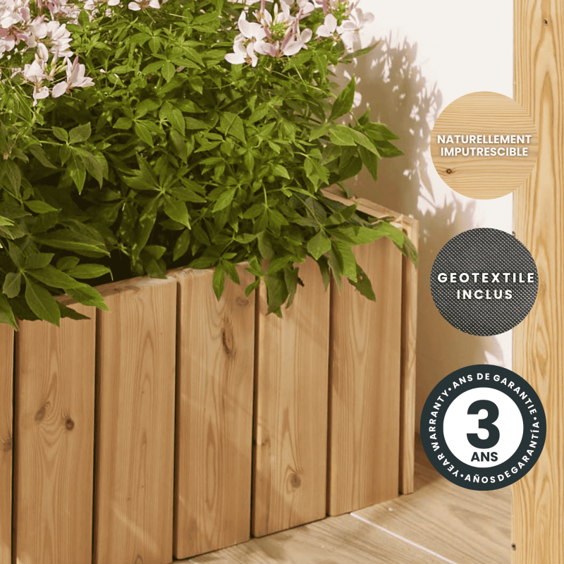 Jardinière en bois Balcon beige 79x28x28 cm - 6