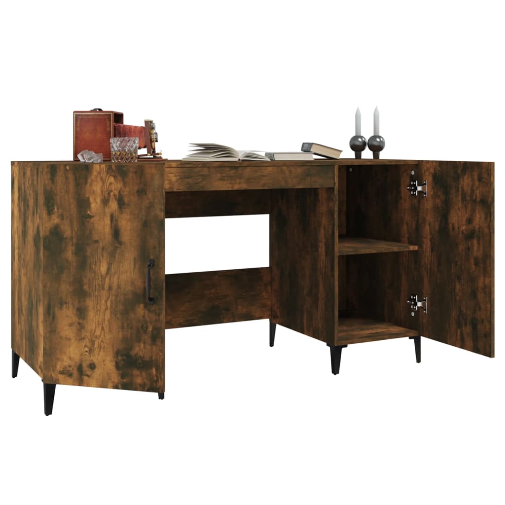 Bureau，Table de travail，Table d'étude Chêne fumé 140x50x75 cm Bois d'ingénierie CWV29015 - 5