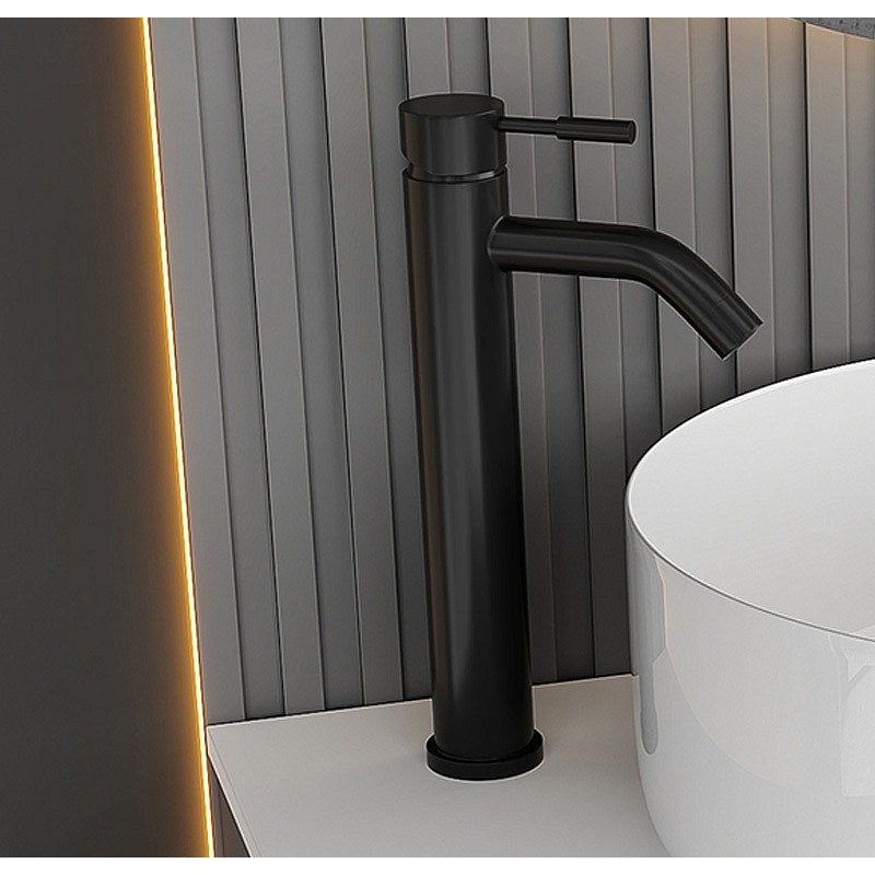 Bateria mieszająca mechaniczna zaokrąglona ze stali nierdzewnej szczotkowanej - Czarny mat - wys. 30,6 cm - SALAVAN