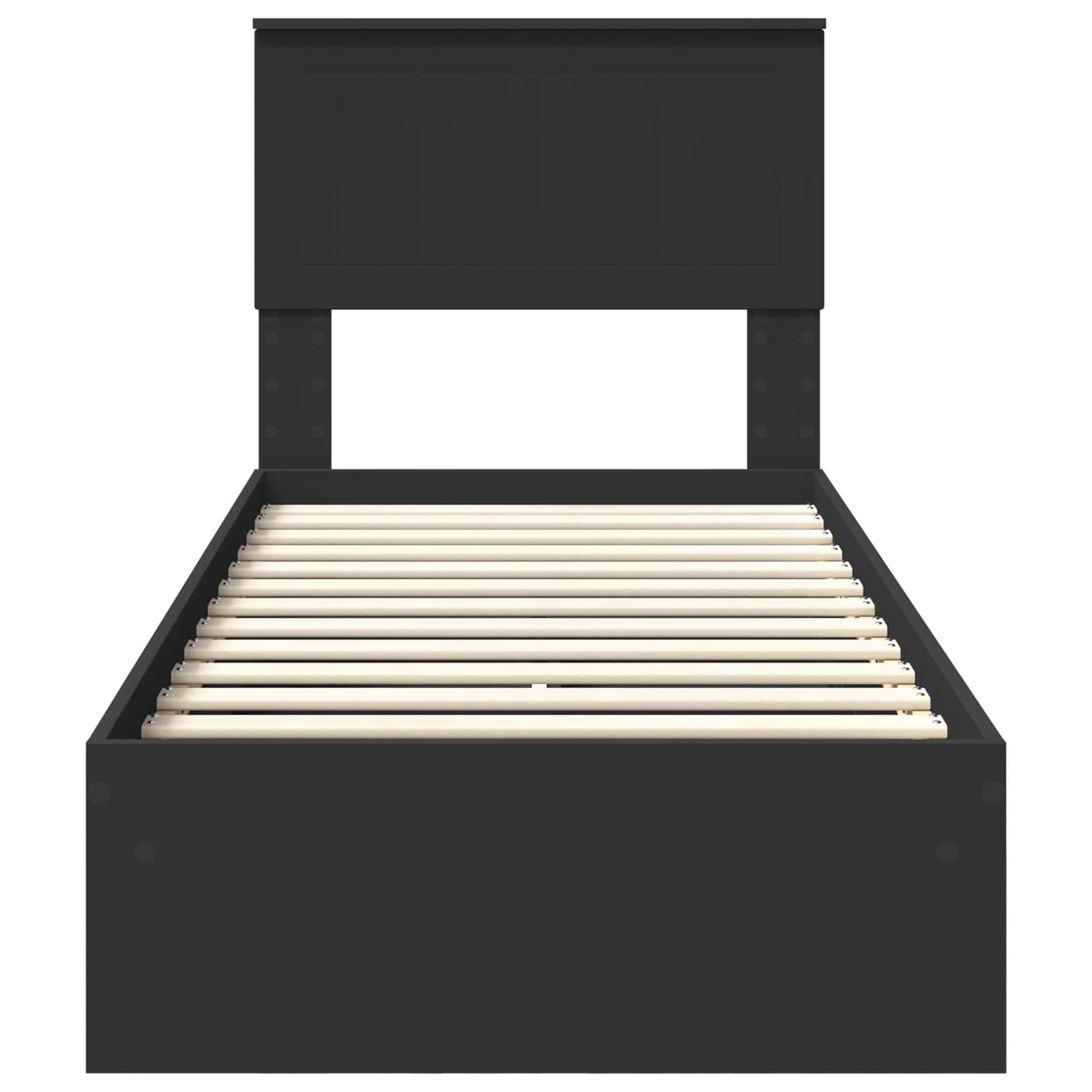 Lit de rangement avec tiroir noir 75 x 190 cm panneau de bois - 8