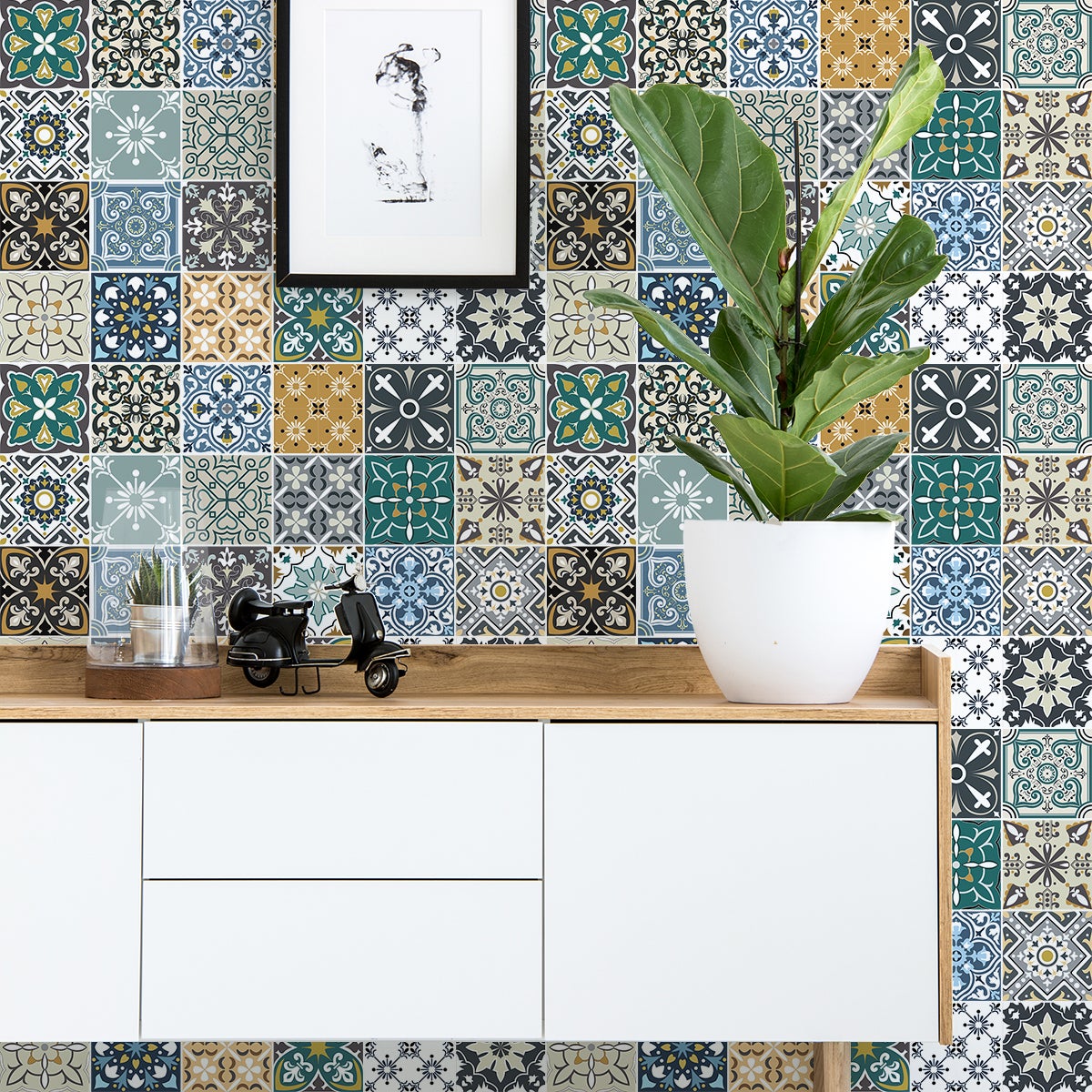24 adesivi piastrelle di cemento azulejos mondelo - Sticker adesivo - adesivi murali - 24stickers10x10cm - 6