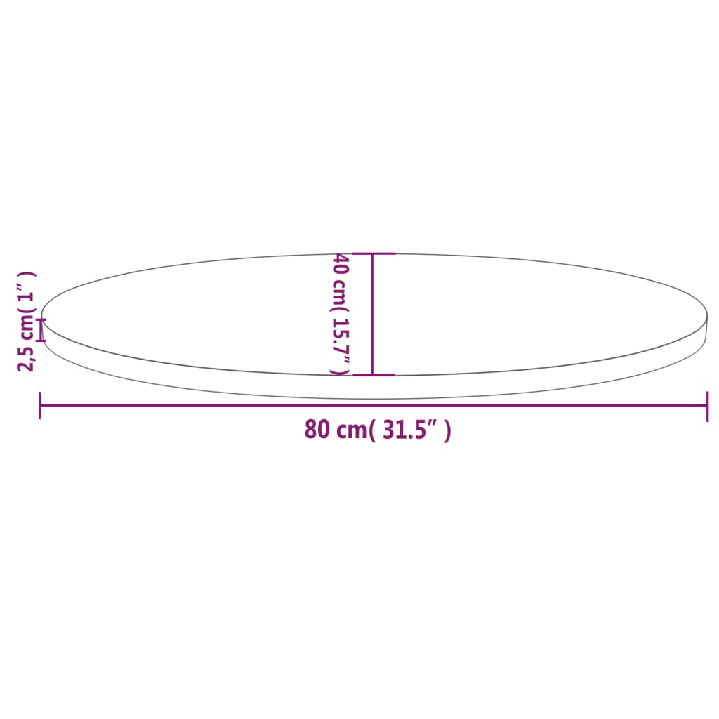 Dessus de table blanc 80x40x2,5 cm bois de pin massif ovale - COMFORTXL - 6
