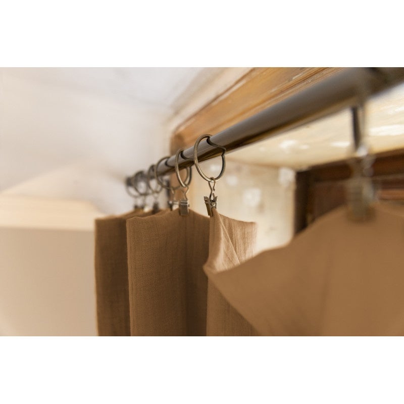 Lot de 2 rideaux 140 x 300 cm réglables double gaze de coton Camel - 3