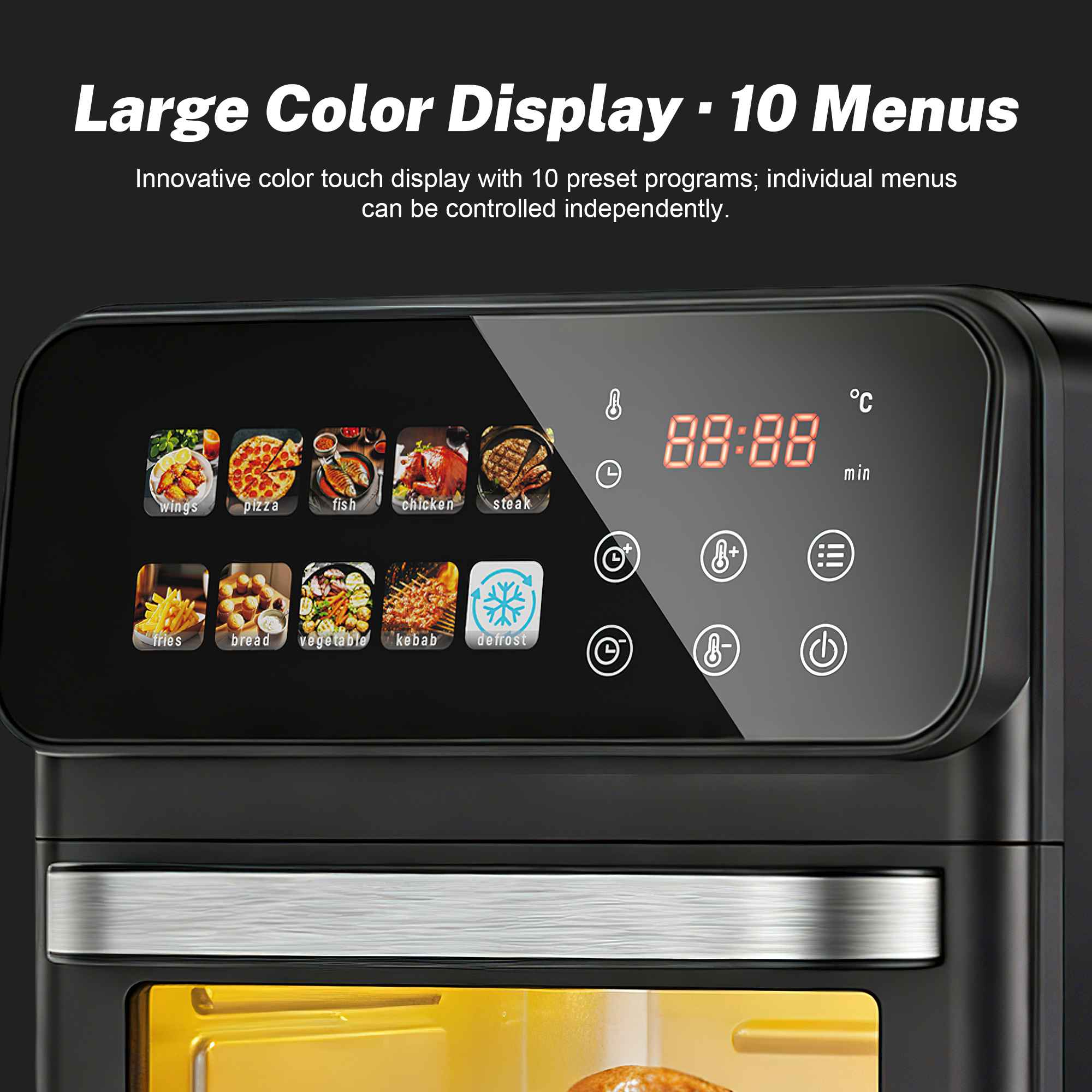 Friteuse à air 10L grande capacité intelligente écran tactile cuisson saine faible en huile multifonction - 7