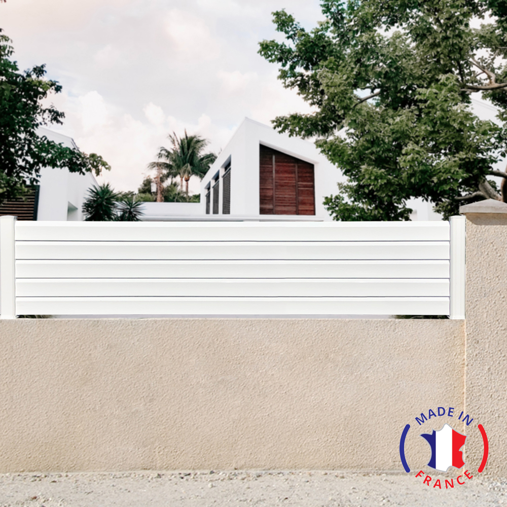Clôture PVC Persienne 5 lames en kit Dimensions L.2100 mm (poteaux compris) X H.700 mm couleurs Blanc - 4