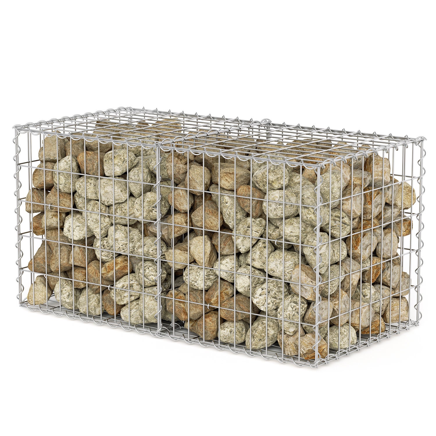 Klatka na kamienie Gabion 100x50x50 cm ze stali ocynkowanej w kolorze srebrnym - idealna do ogrodzeń, murów oporowych lub, w zestawie 4 haczyki