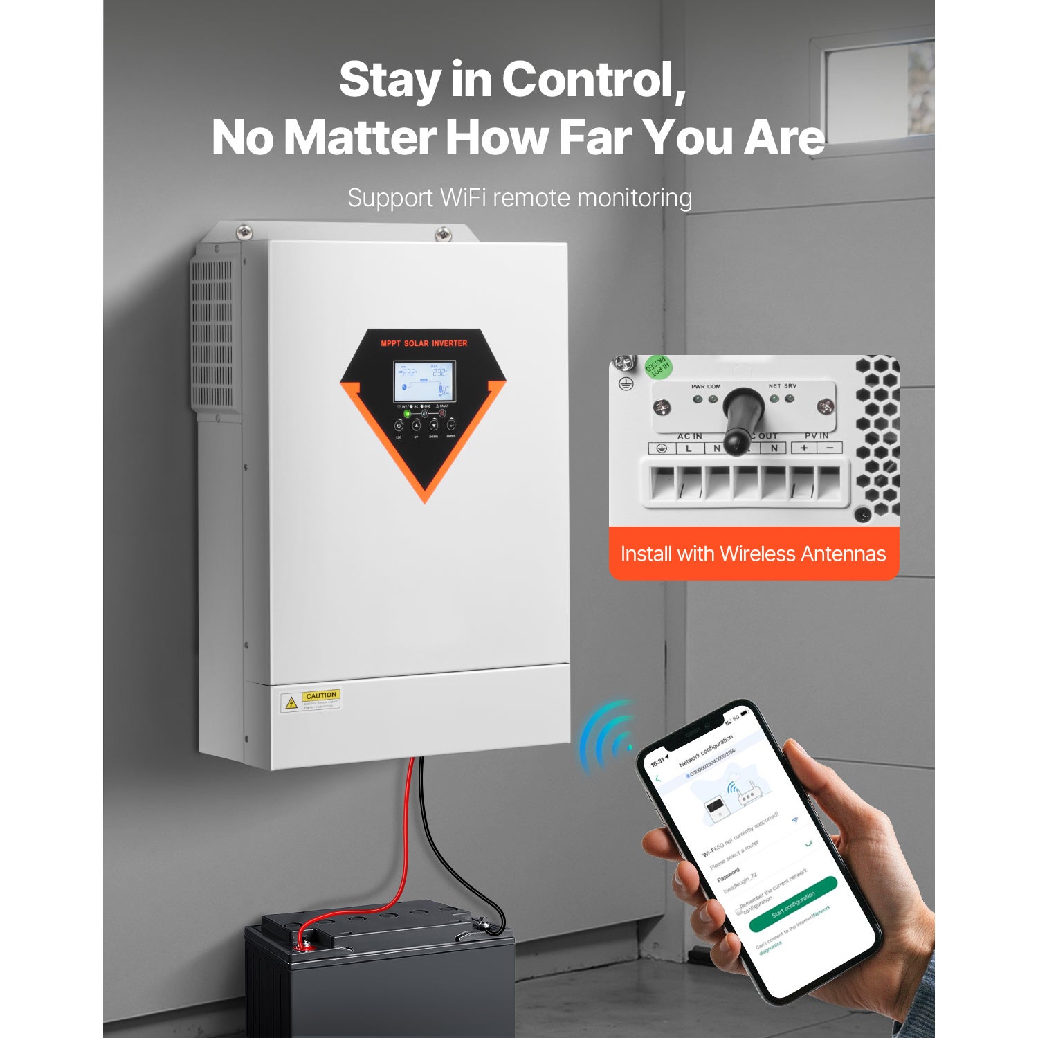 Onduleur Solaire Hybride 6kW, Appareil Tout-en-Un à Onde Sinusoïdale Pure, 48V CC à 220/230V CA, avec Contrôleur Solaire MPPT 120A Intégré SucceBuy - 6