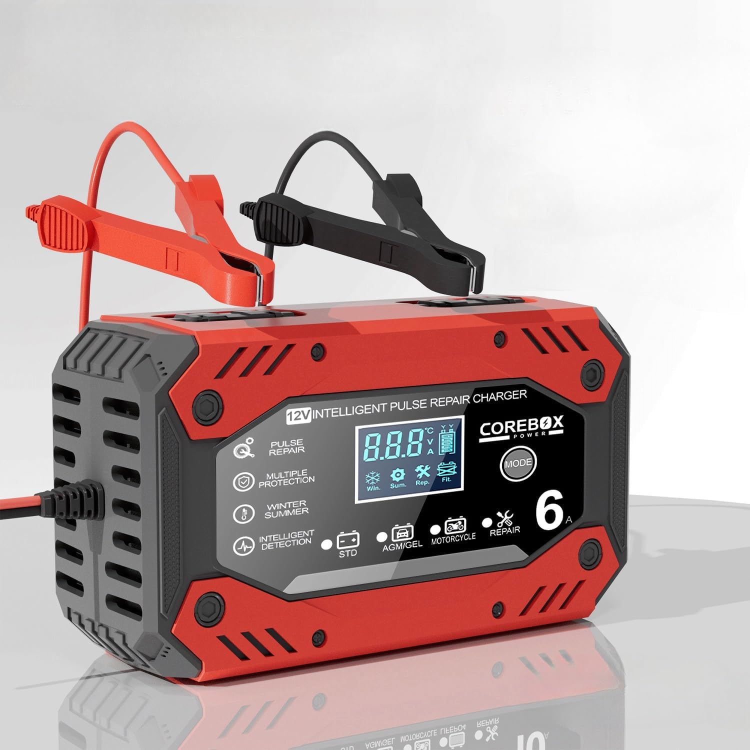 URAQT Caricabatteria 220V 12V 6A Protezione Intelligente Automatico per Auto Moto ATV Barca Camper