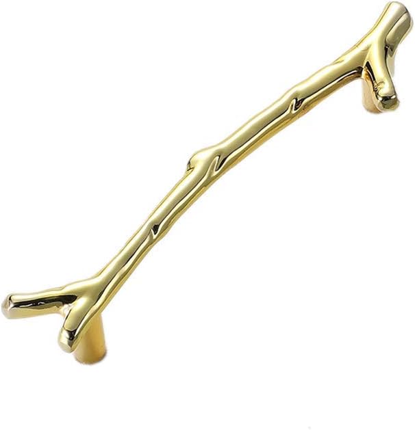 Kreatywny uchwyt meblowy ze stopu metali w kształcie gałęzi drzewa, uchwyt w kształcie patyka do szafki, szuflady, domu, kredensu (złoty, 96 mm)