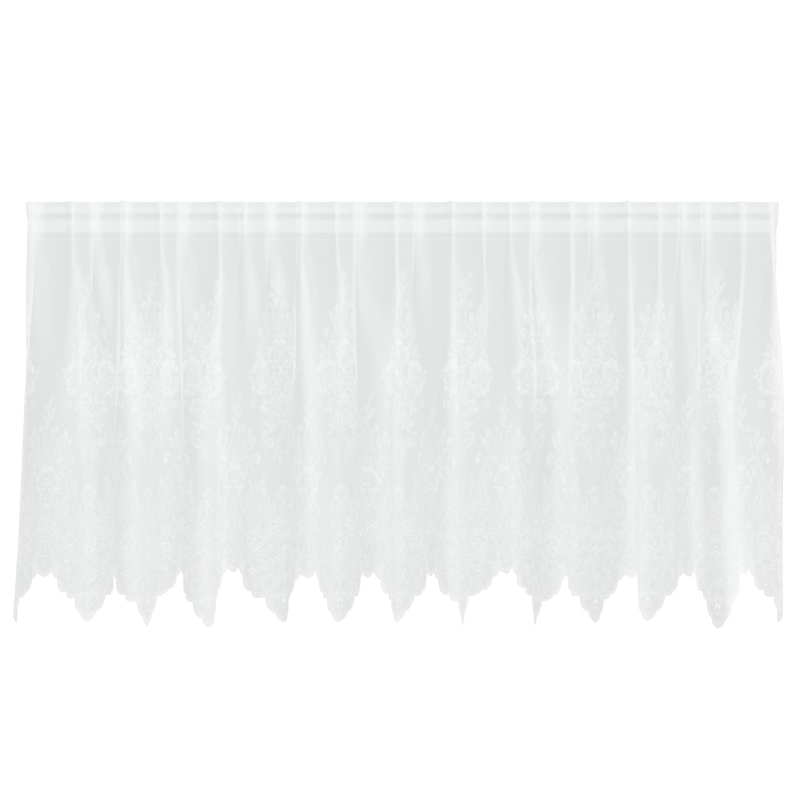 Firanka Koronkowa z zasłonami Biały 80 x 300 cm Poliester vidaXL - 2