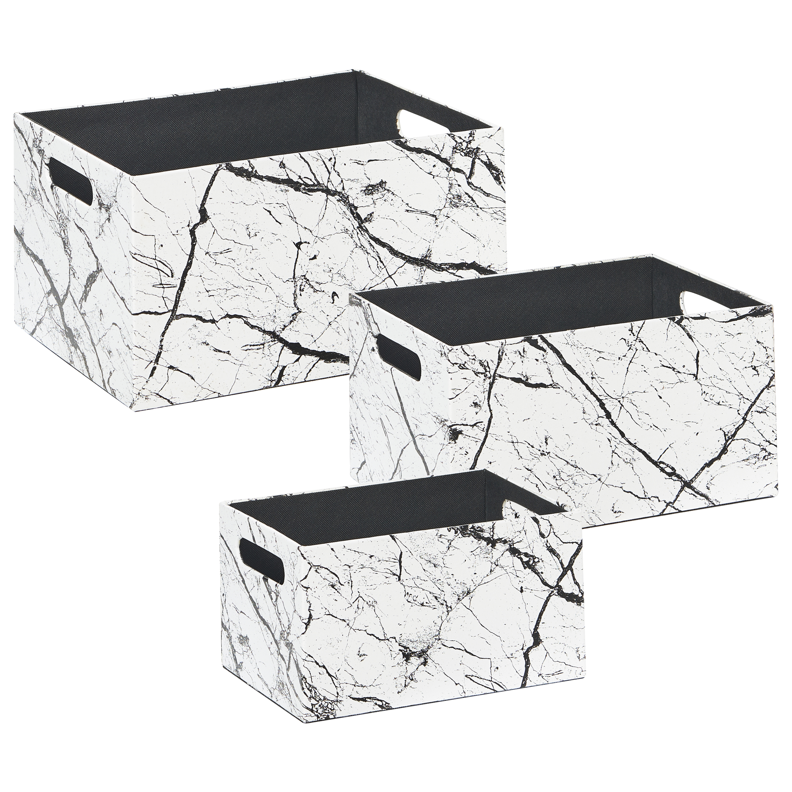 Set de 3 cutii LARSA Piele ecologică Alb 3buc