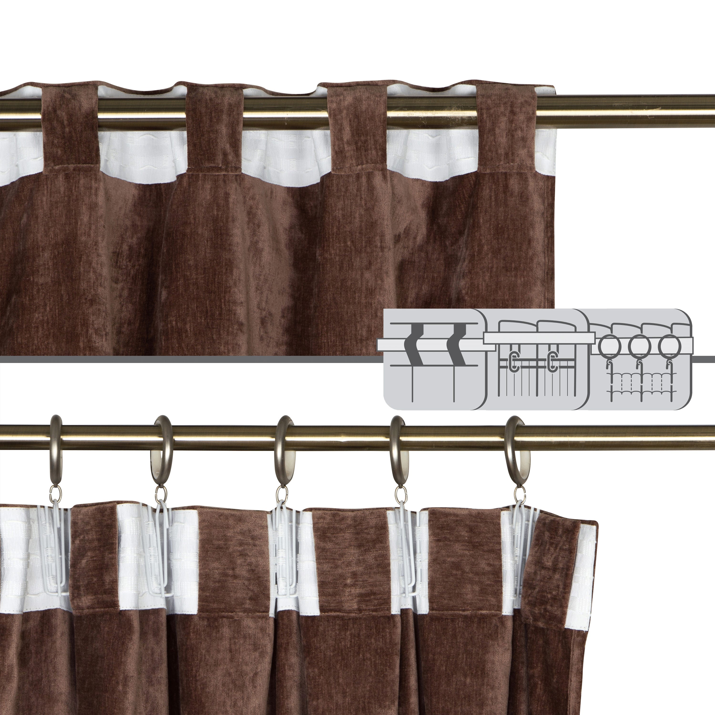 Cortina ALARO - L.200 x A.280 cm - Poliéster - Marrom - 5