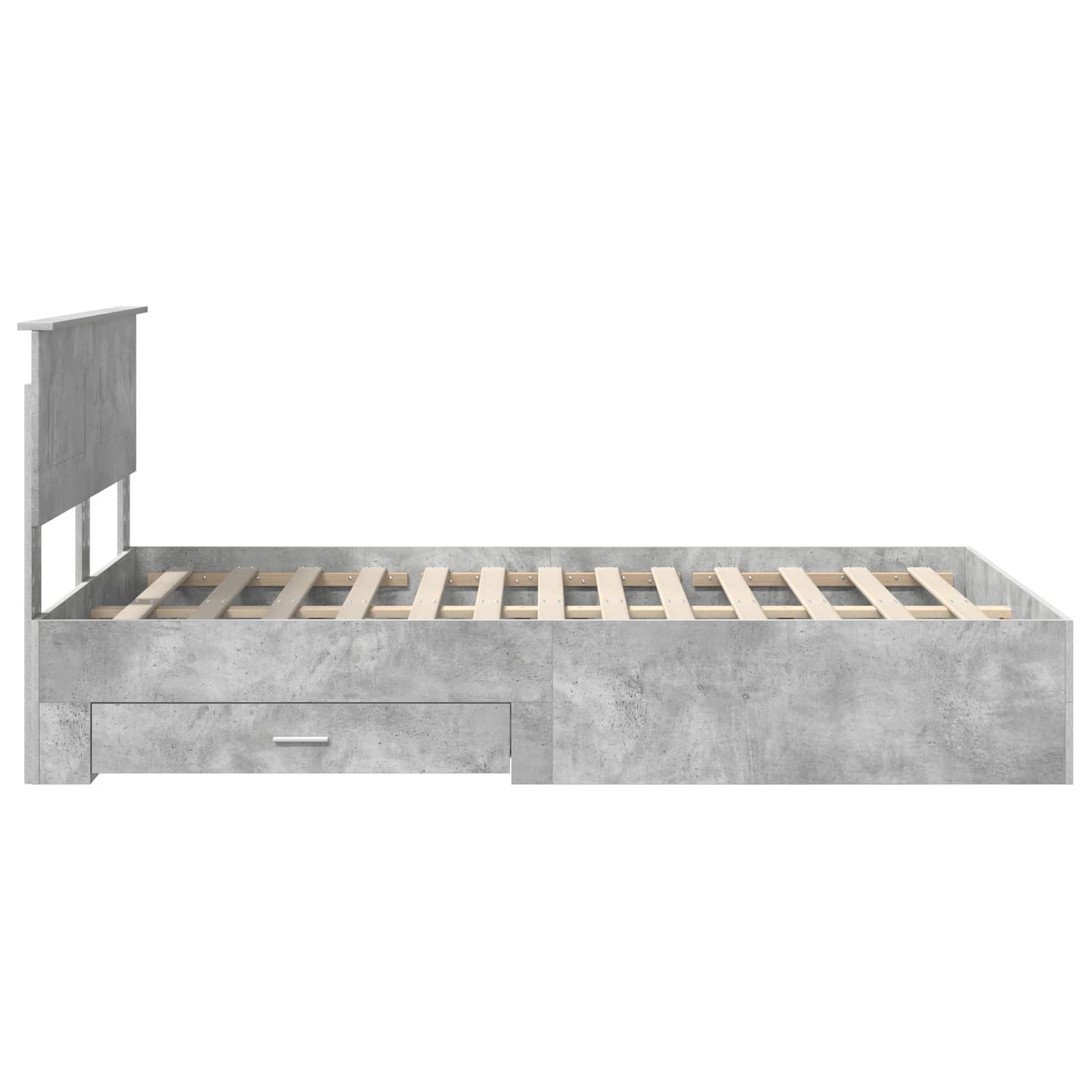 Cadre de lit en panneau de bois, gris béton, pour la chambre, 135 × 190 cm - 9