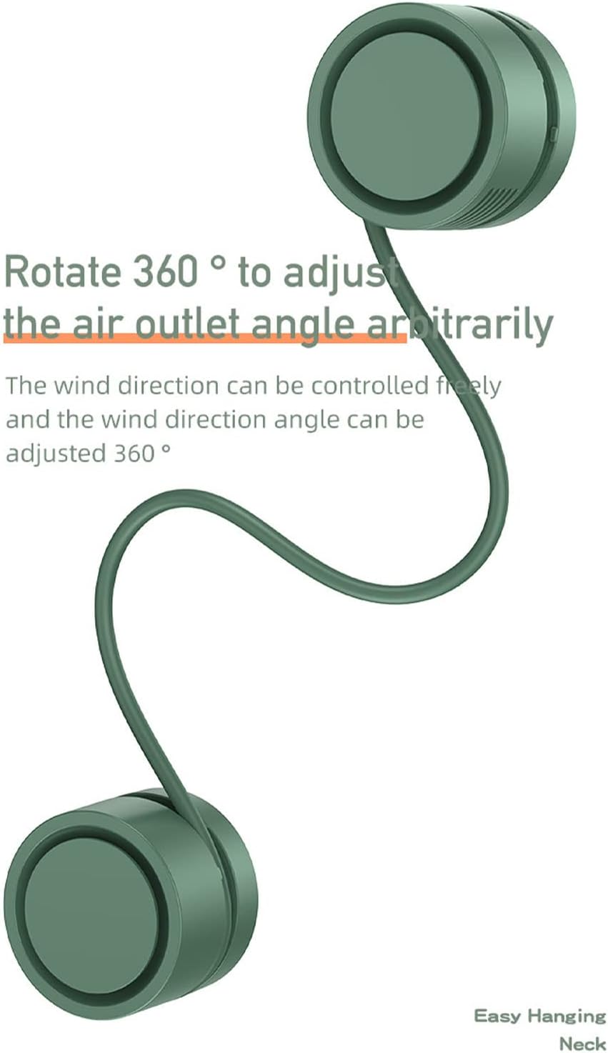 Ventilateur de Cou Mains Libres, Ventilateur de Cou Portable ABS pour Bureau (Vert) - 2