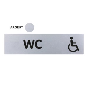 Plaque Signalétique Toilettes Mixtes – 100x100mm – Argent – Autocollant