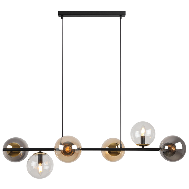 Lampa sufitowa wisząca Siena czarna modern 6xE14 klosz kula mieszany/złoty Light Home LH