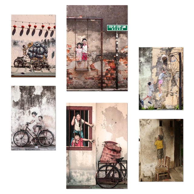 Nacnic Lot De 6 Affiches Graffiti, Street Art Pochoir Coloré Vietnam