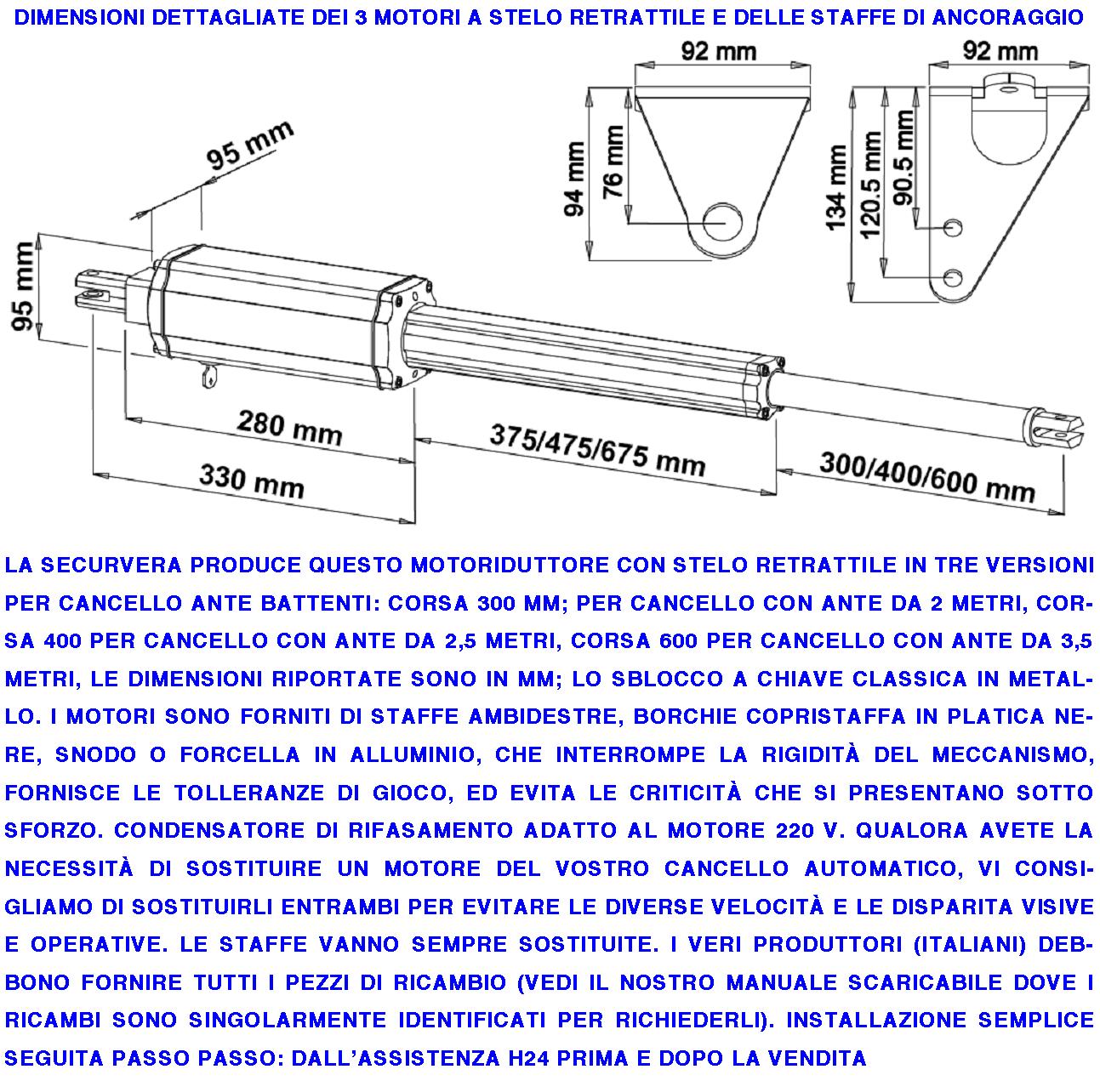 Apricancello Stelo Retrattile 2 Motori Lineari 230 V Corsa 300 MM Autobloccanti Due Radiocomandi Fotocellule Faro Kit Per Cancello 4 Metri 2 Ante Chia - 2