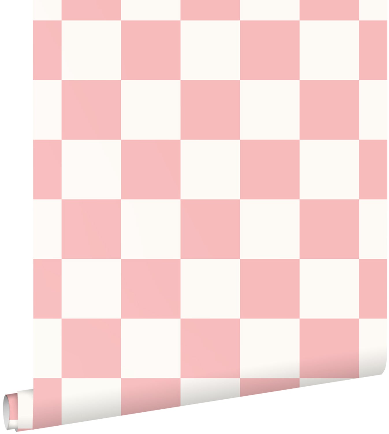 Tapeta motyw kratki różowymIbiałym - 53 cm x 10.05 m - ESTAHOME