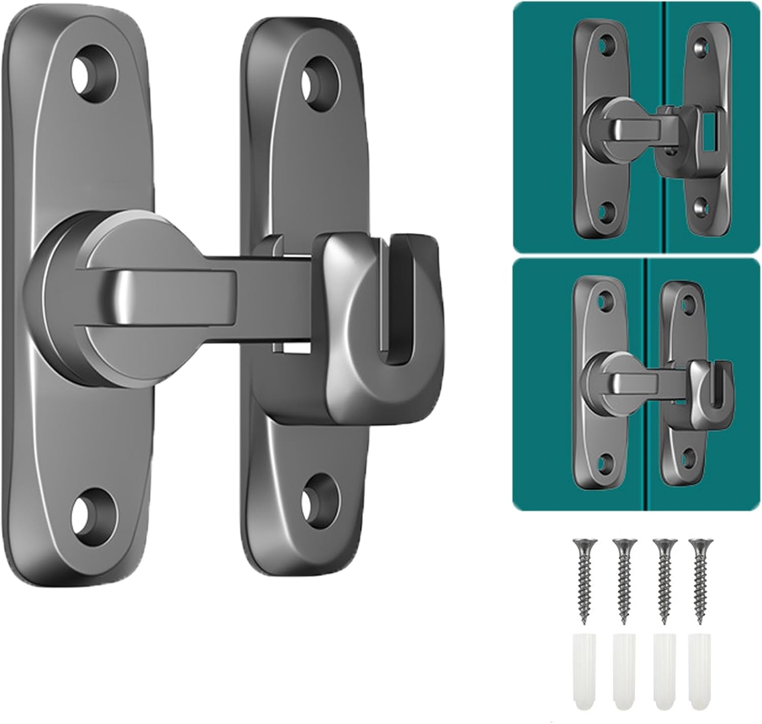 Chiusura a scatto - Serratura di sicurezza - Serratura a scatto con foro per lucchetto - (grigio) - 4