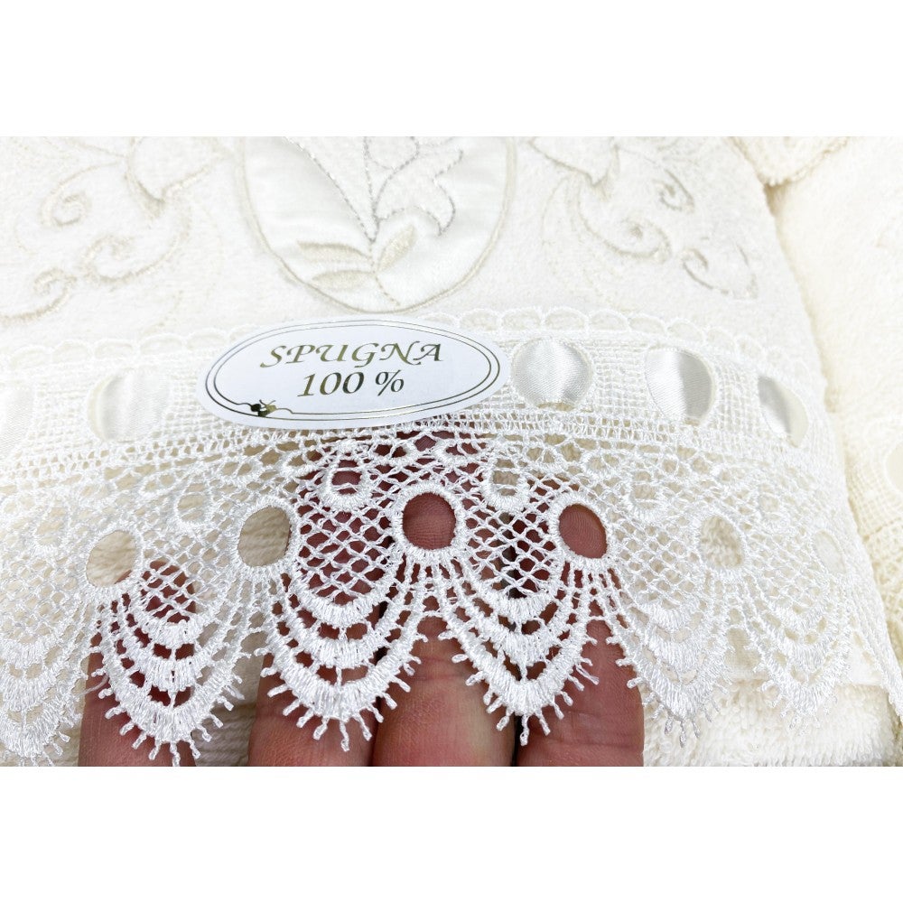 SALLE DE BAIN EN SPUGNA Brodé de dentelle Macramé 14 PIÈCES IDÉE DE MARIÉE - 5