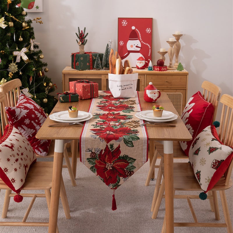 Runner da tavola natalizio in stile fattoria runner da tavola ricamato con nappe a mano per decorazioni da sala da pranzo, 35*180CM | Leroy Merlin