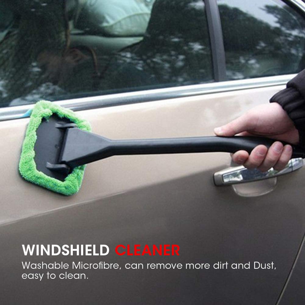 Outil Nettoyage Vitres Voiture - Manche Télescopique, 4 Têtes Microfibre, Pour Pare-Brise Intérieur/Extérieur - 7