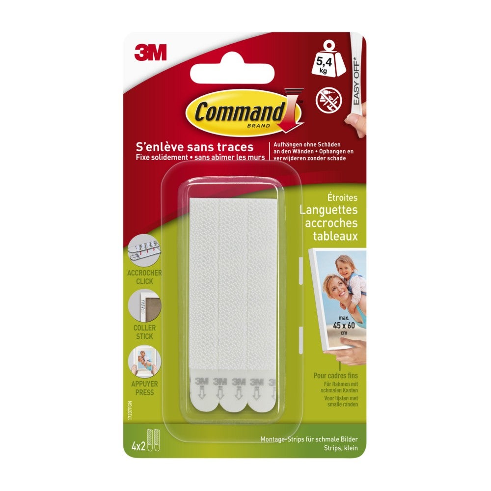 Juego de 8 tiras adhesivas decorativas para marcos finos COMMAND, blanco - 4