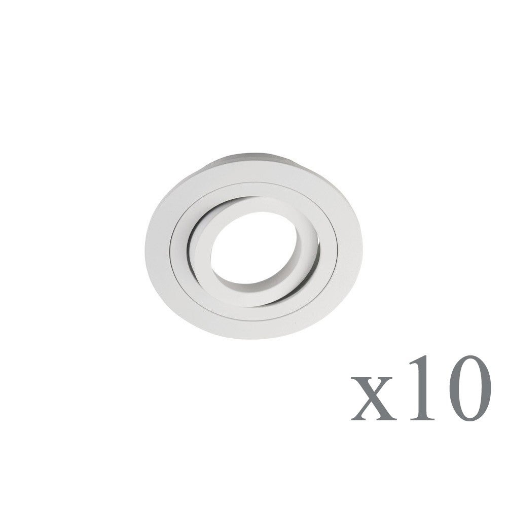 Set 2 Portalampade Da Incasso Orientabili Con Molla - Foro 75mm, Bianco, Compatibili GU10 E MR16