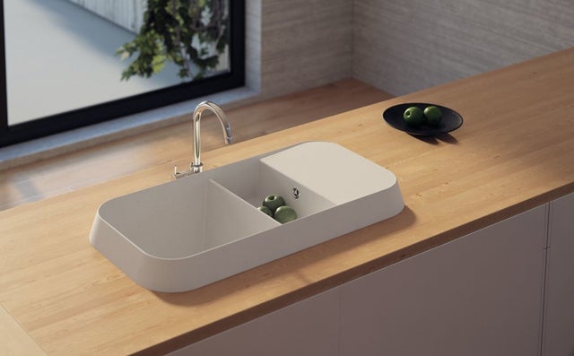 Evier de cuisine Blanc Alabaster 1,5 bac OPAL