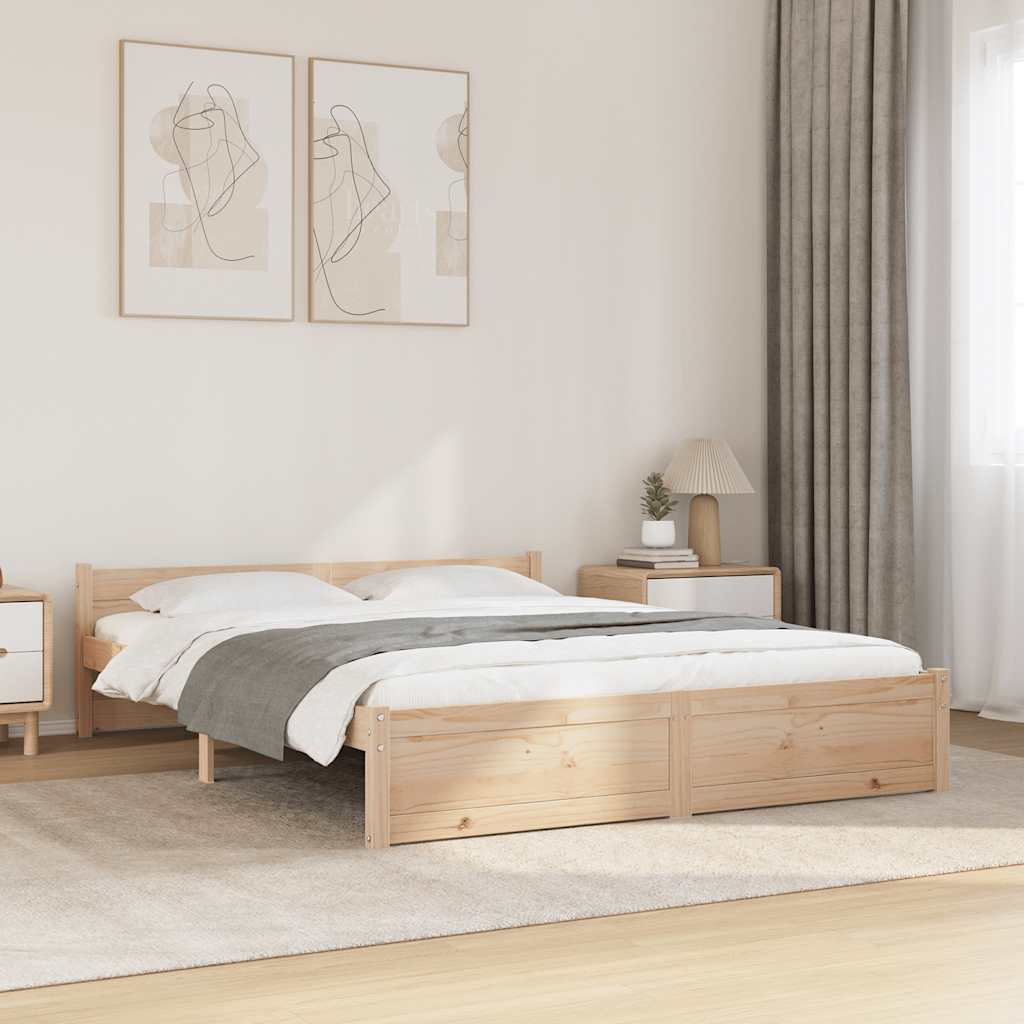 Łóżko Drewniane Rama Łóżka Sofa Brązowe Do Sypialni Pokoju 140 x 190 cm