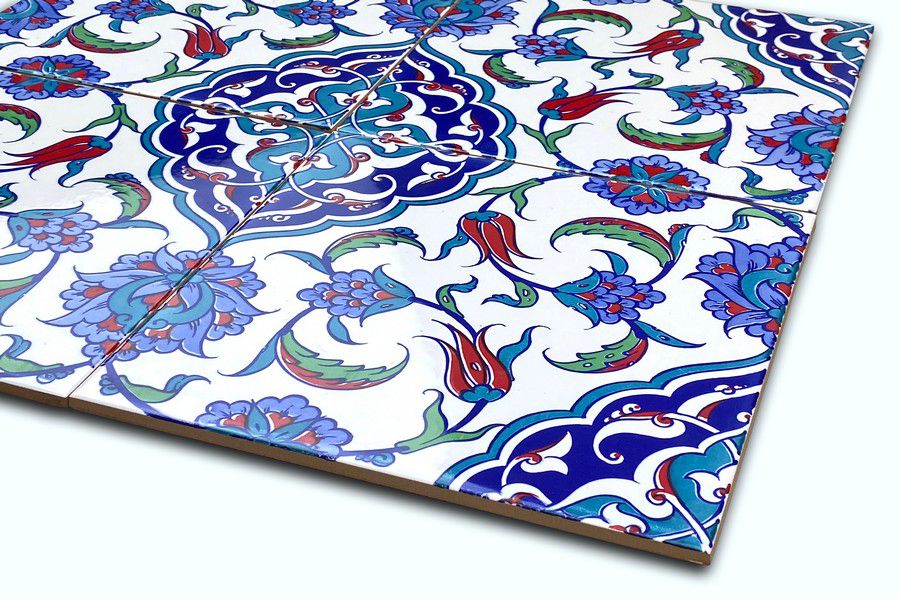 Cerames- Feray, piastrelle in ceramica Iznik 20 x 20 cm, confezione da 12 pezzi (0,48 m2) | Piastrelle in ceramica con motivi orientali - 6