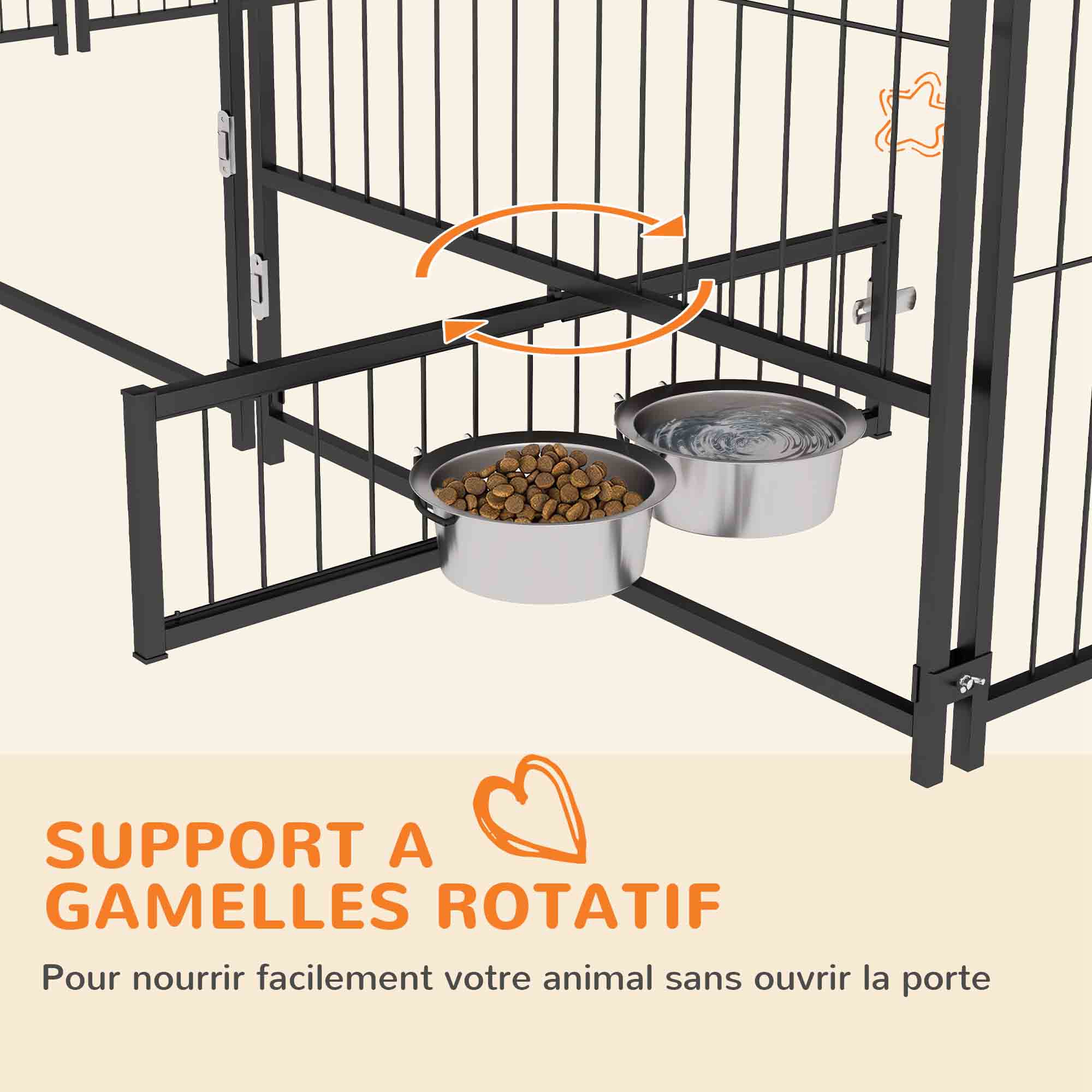 Chenil extérieur couvert pour chien porte verouillable acier noir - 5