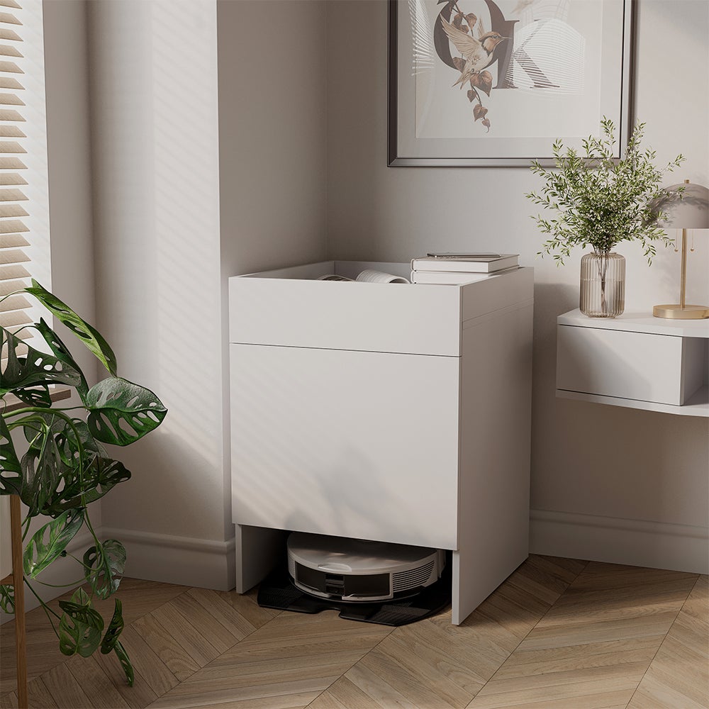 Vicco Armoire pour aspirateur robot Dustin, Blanc, 50x67.5cm avec 1 porte - 3