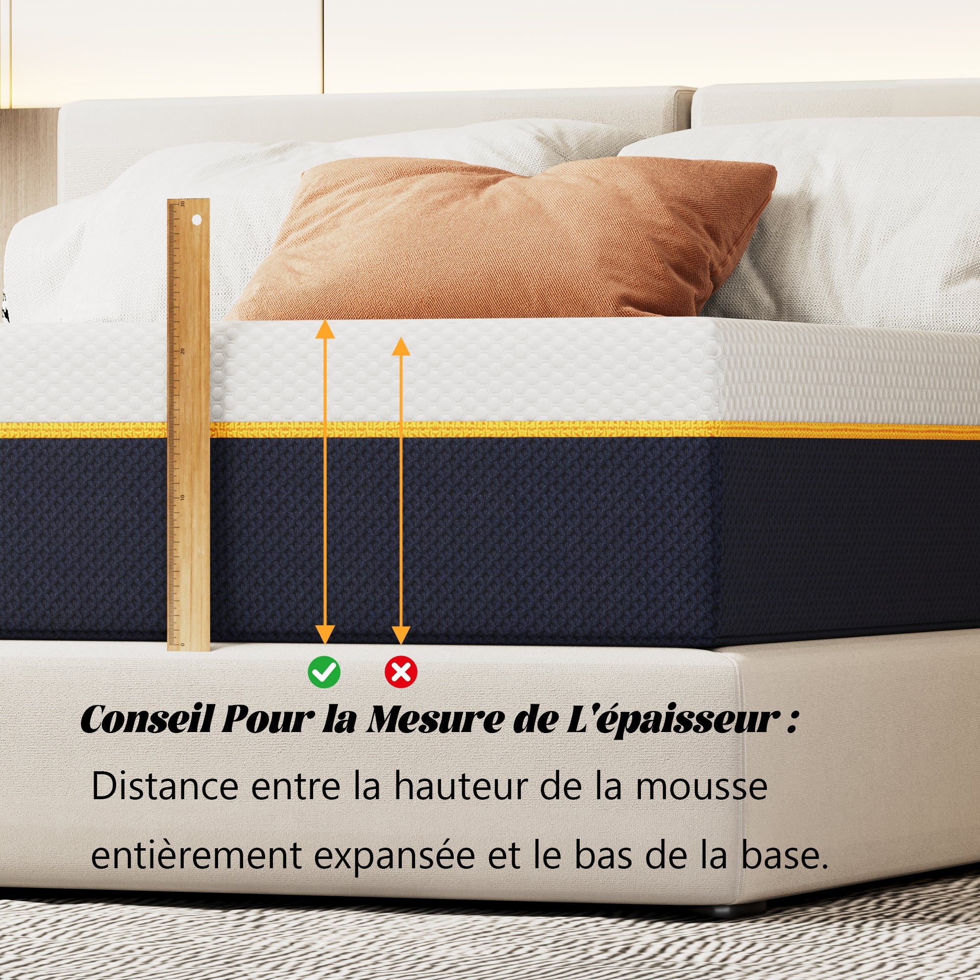 DEWINNER Matelas adulte double en mousse, 140*200 cm, 17 cm d'épaisseur - 9