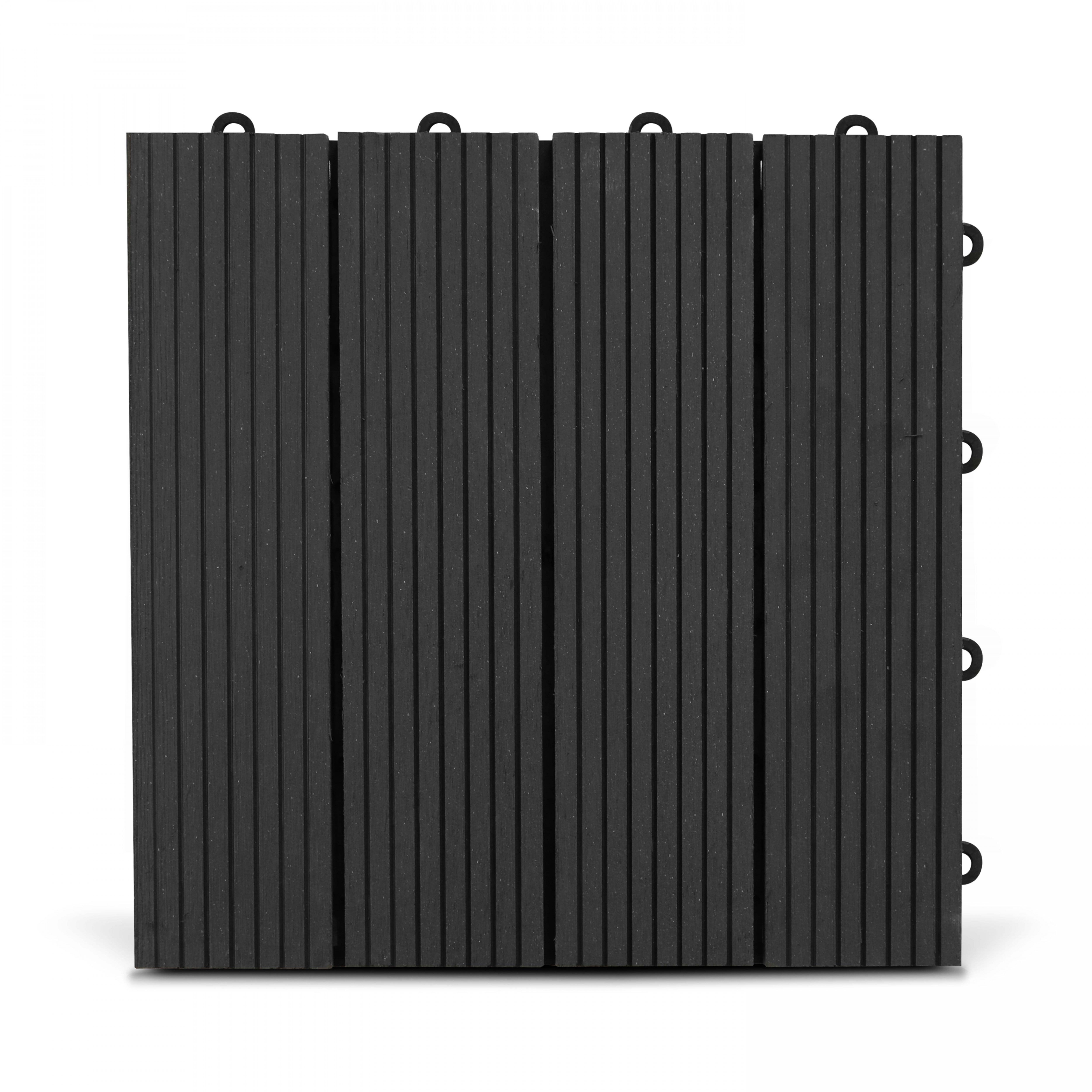 Lot de 16 dalles clipsables en bois composite gris - 2