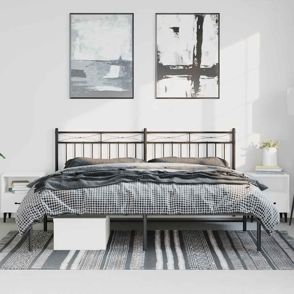 Estructura cama sin colchón con cabecero metal negro 193x203 cm vidaXL - 3