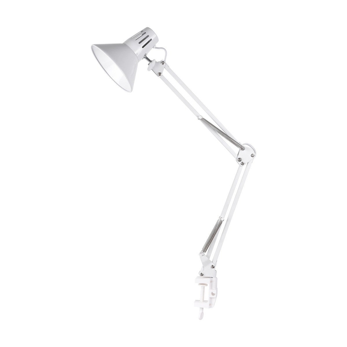 Lampka biurkowa przykręcana biała ruchome ramię 1xE27 10W Worker Polux