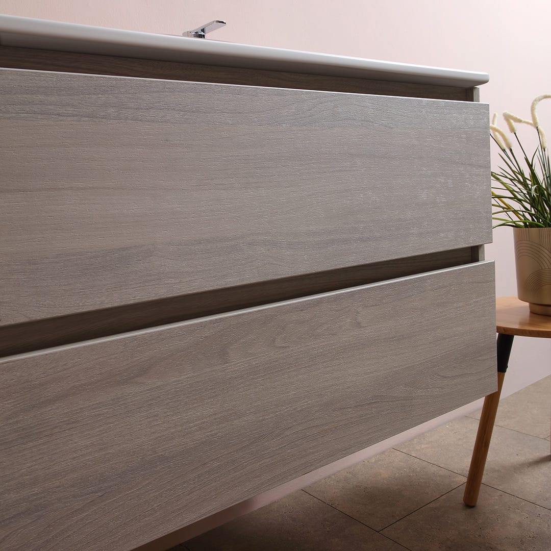 Meuble de salle de bains double lavabo avec miroir 120 cm orme - 3