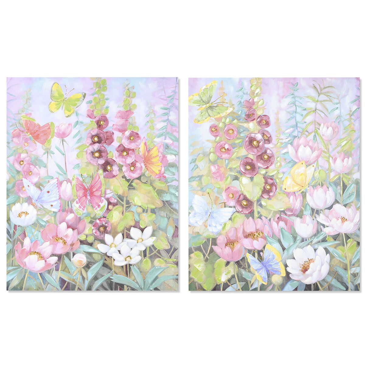 Cuadro dkd home decor flores 80 x 3 x 100 cm shabby chic (2 unidades)
