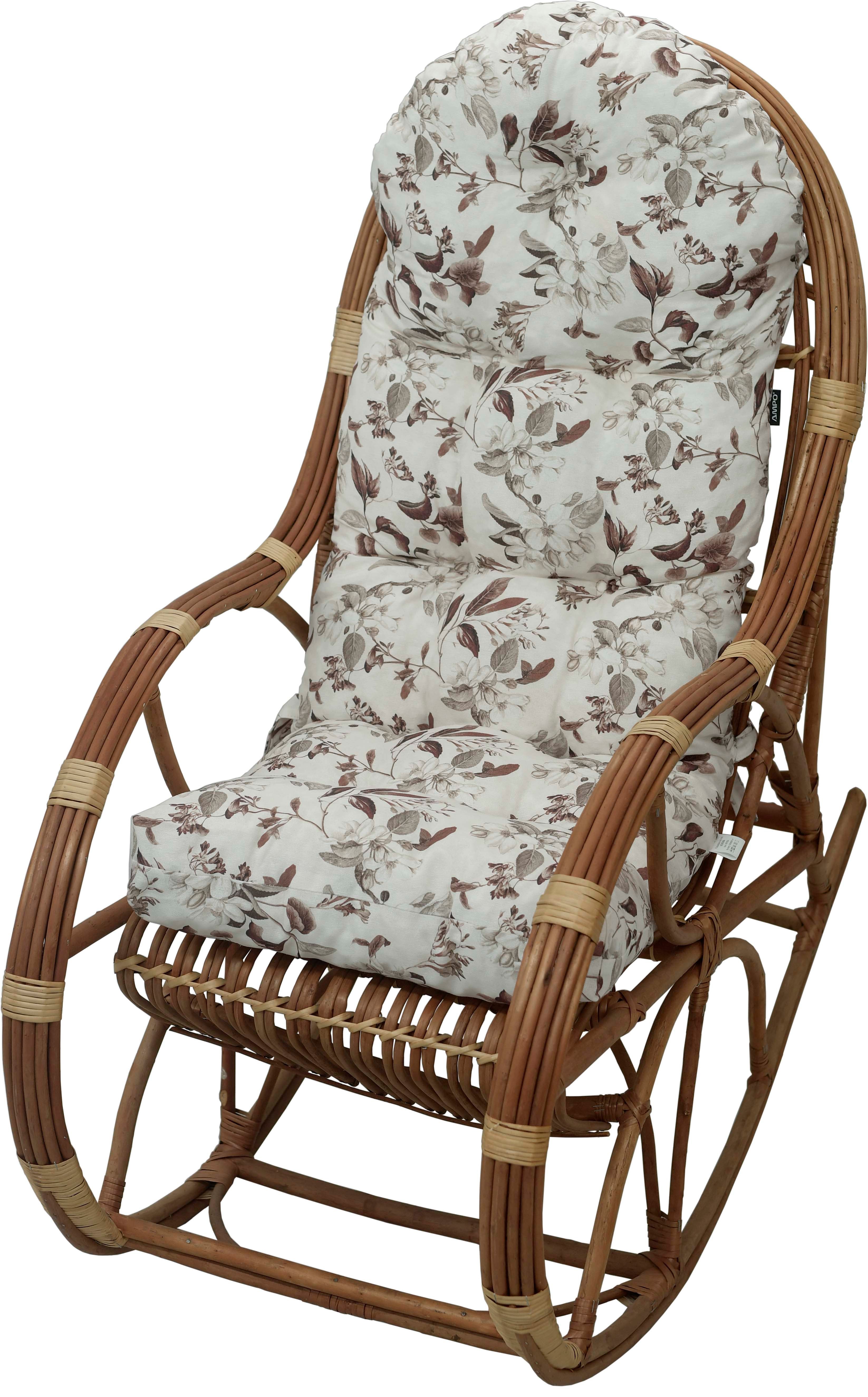 Poduszka na fotel bujany rattanowy AMPO brązowy biały 1 szt.