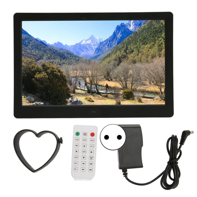 Cadre photo numérique 13 pouces, écran HD, calendrier intégré, horloge, machine publicitaire LED, album photo électronique, prise EU 110-240V